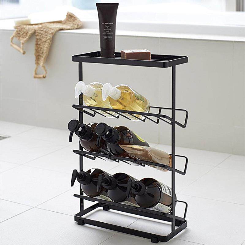 立式小尺寸卫生间地面洗浴用品收纳架子落地置物架夹缝窄款免打孔