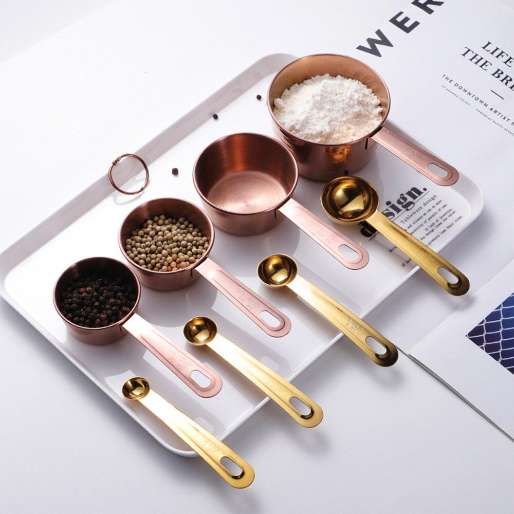 烘焙量勺量杯套装家用不锈钢量勺奶粉勺子组合厨房量杯带刻度量匙