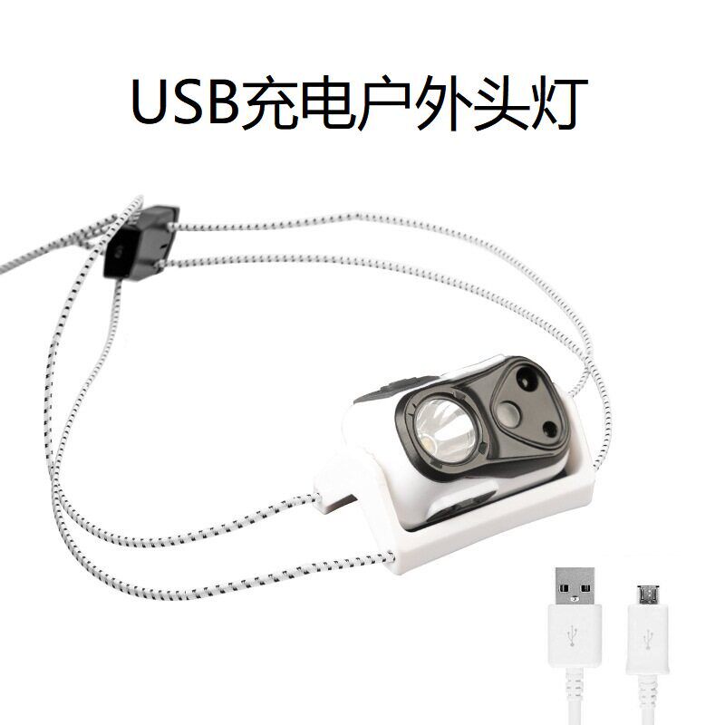 跨境新款LED充电头灯座戴式帐篷矿灯USB可携式手电筒夜骑野营灯