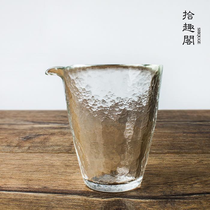 锤目纹公道杯功夫茶分茶器日本手工茶海耐热玻璃公杯匀杯大号加厚