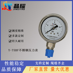 75BF不锈钢压力表 16bar耐腐蚀耐高温 晶耀仪表