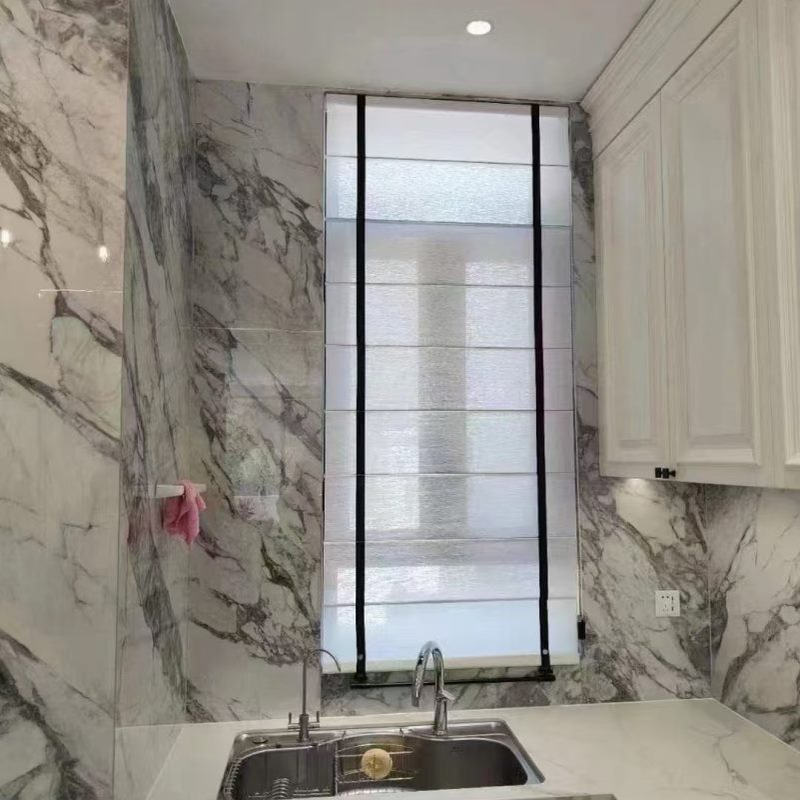 2024新款折叠皮革罗码帘法式奶油风中家装书房办公室酒店飘窗