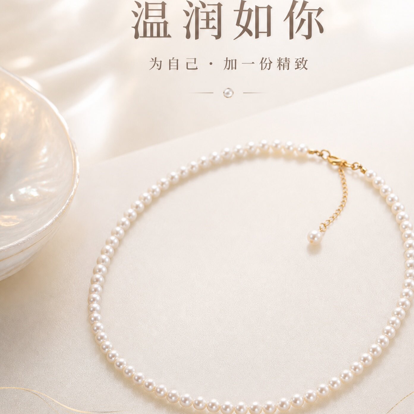HELLO ZINGY天然淡水珍珠项链女圆珠 小米珠珍珠颈链显白高贵