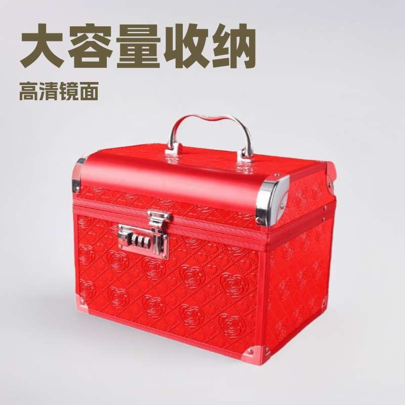 彩礼钱礼金盒订婚聘礼桌上结婚首饰盒提亲高档密码铝箱盒子彩简易