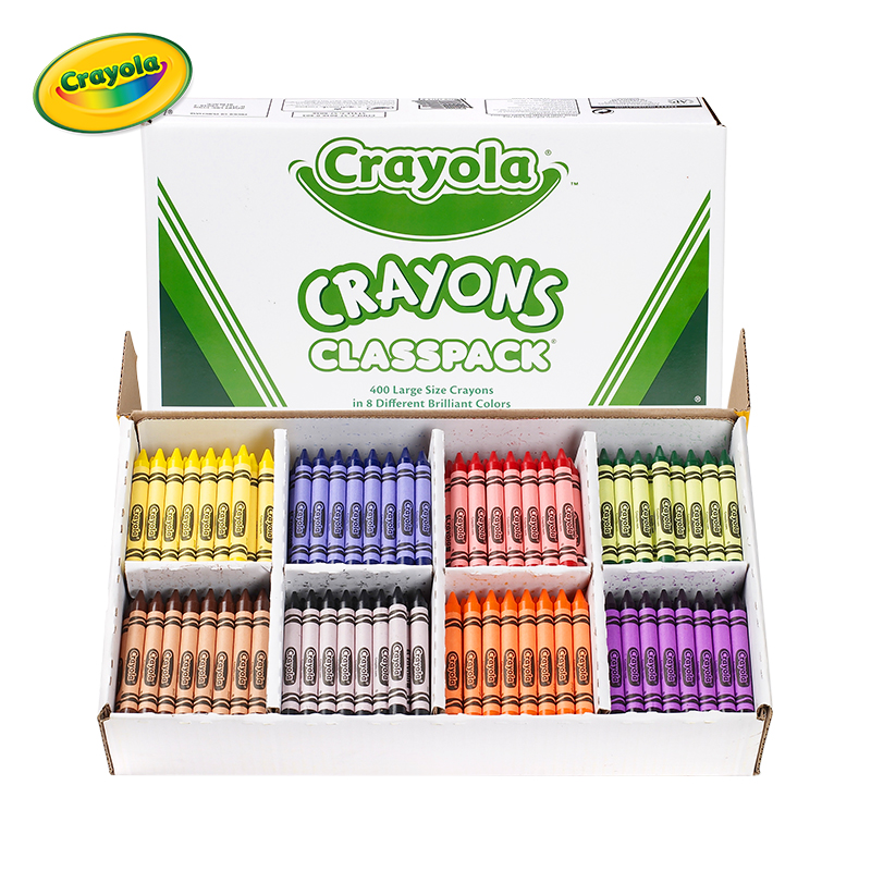 绘儿乐Crayola8色大蜡笔教学用400支装美术老师专用大包装批发