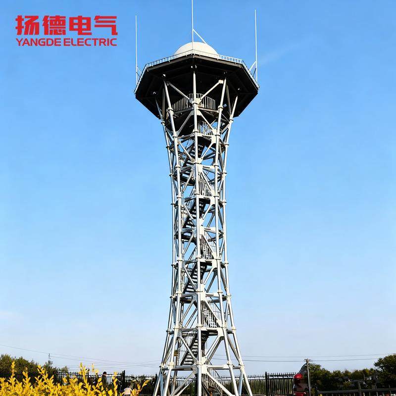 厂家供应雷达塔电力传输通信塔安装单管气象信号钢杆铁塔钢桩塔
