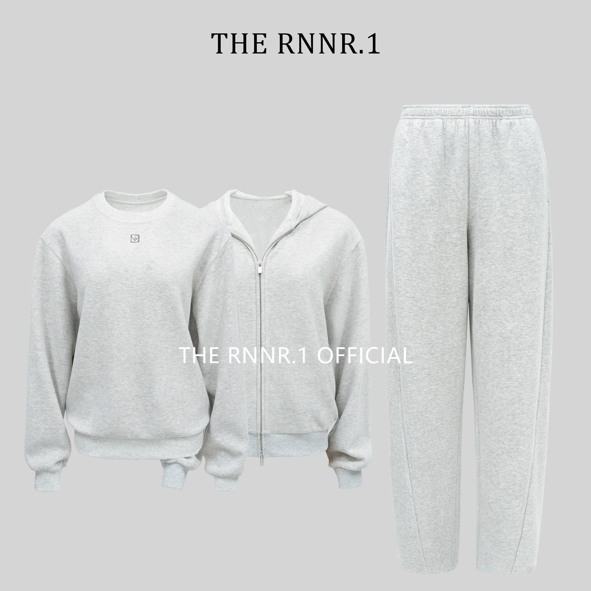 THE RNNR.1欧美风！超软糯LOGO刺绣 圆领套头/ 外套/ 弯刀裤 套装