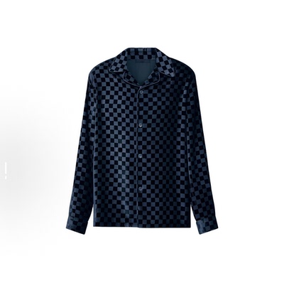 【Adam】26SS 男女情侣明星同款 棋盘格丝绒印花衬衫睡衣