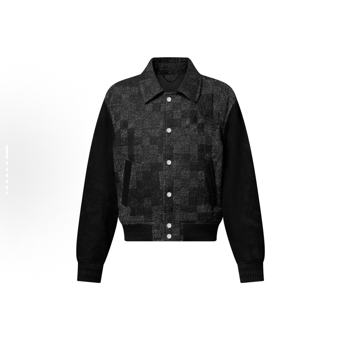 【Adam】25SS 男女情侣明星同款 棋盘格棒球服夹克皮衣外套 黑色