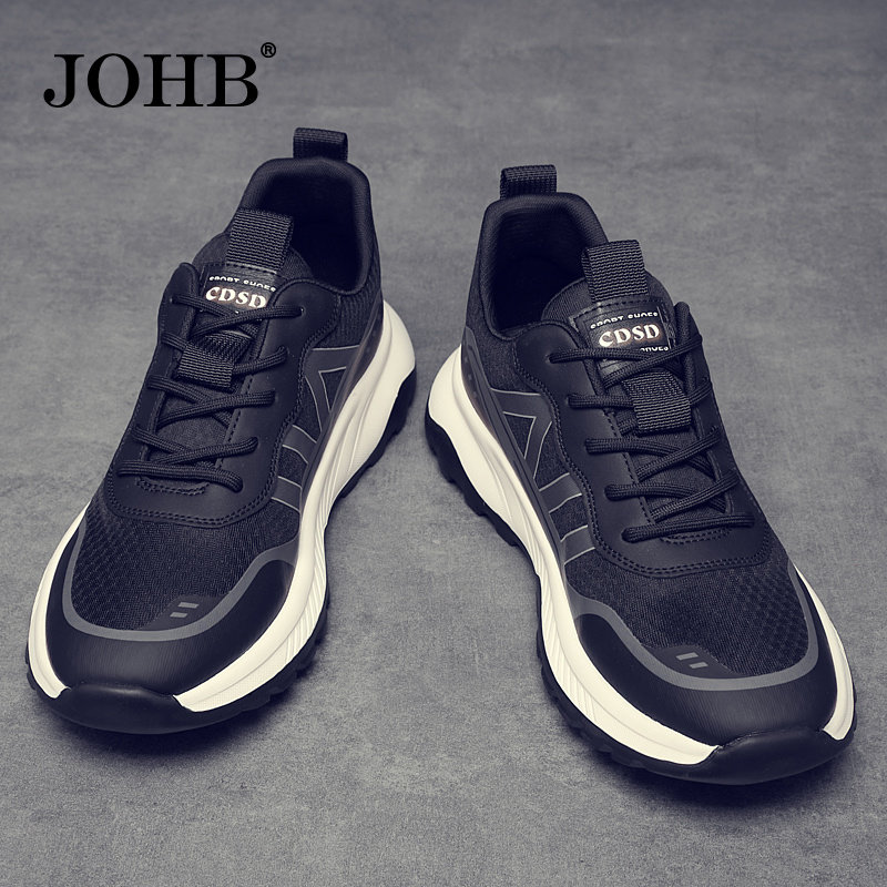 轻便运动鞋男2025秋季新款高端百搭透气网面鞋黑色软底防滑休闲鞋