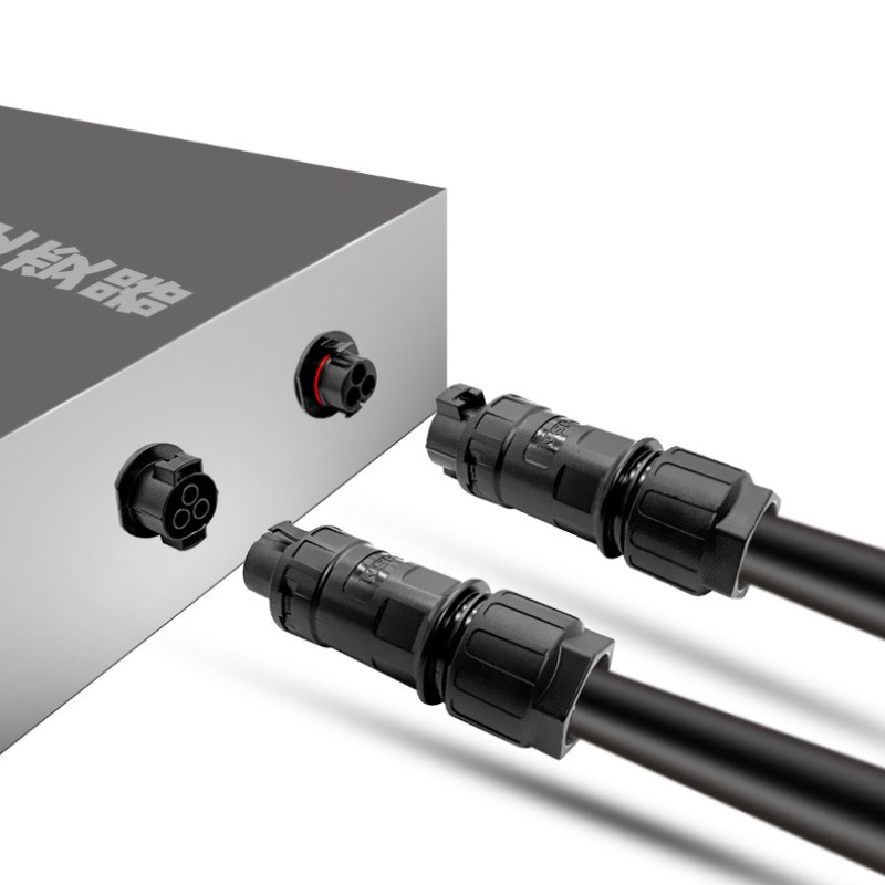 太阳能防水连接器 2芯3芯 AC端面板安装 防水P68 3芯线连接插头