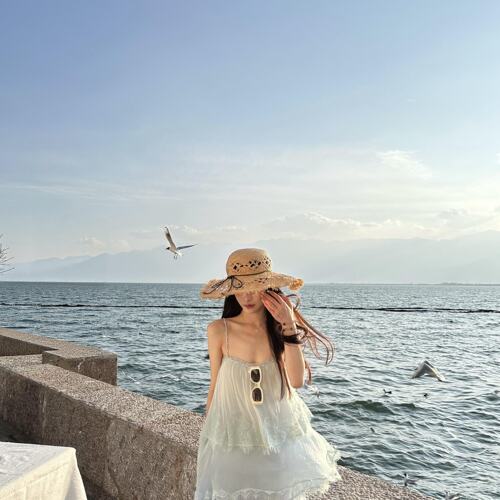 ROSYROKH 层光渐境 层叠渐变拼接设计连衣裙重工刺绣飘逸长裙