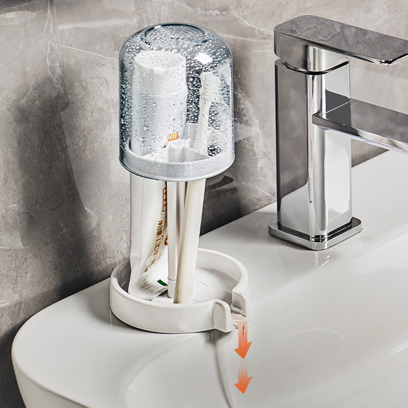 台式牙刷座带防尘盖牙刷杯架可沥水导流置物杯架家用多功能牙具座,家庭/个人清洁工具,牙刷架/牙具座,淘宝优惠券,粉丝福利购,淘宝优惠卷