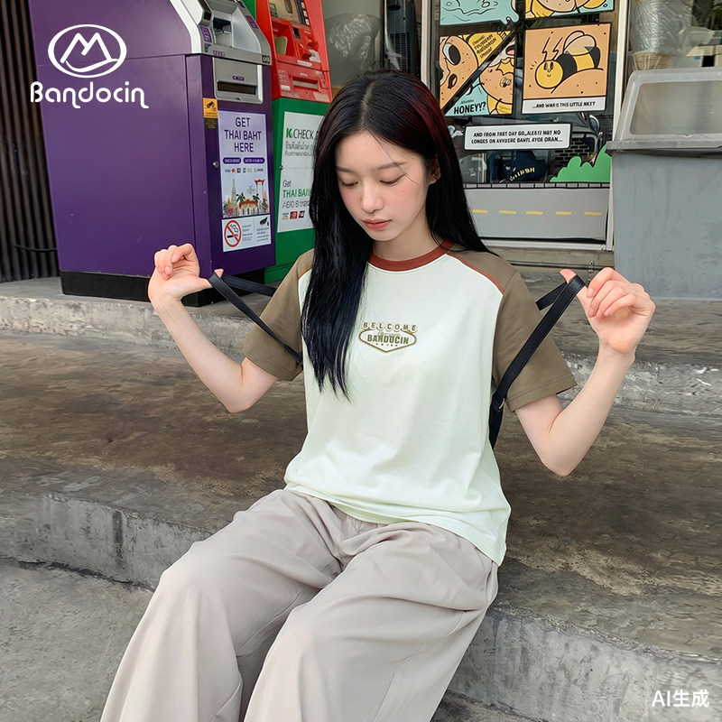 半度闲初中生夏装短袖T恤韩系图片
