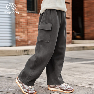 半度闲男童加绒保暖裤子冬装2025新款儿童加厚长裤秋冬男孩运动裤