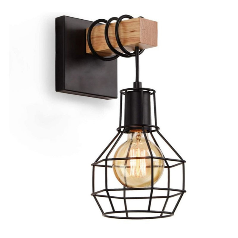 复古壁灯酒吧餐厅过道灯木艺床头灯工业风异形美式别墅走廊墙壁灯
