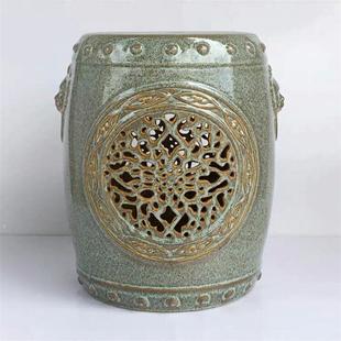 户外古典中式狮头陶瓷凳子鼓凳浴室客厅角边茶几梳妆换鞋圆坐绣墩
