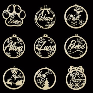 个性化定制耶诞标签耶诞树悬挂木制装饰礼品英文名字耶诞树装饰品