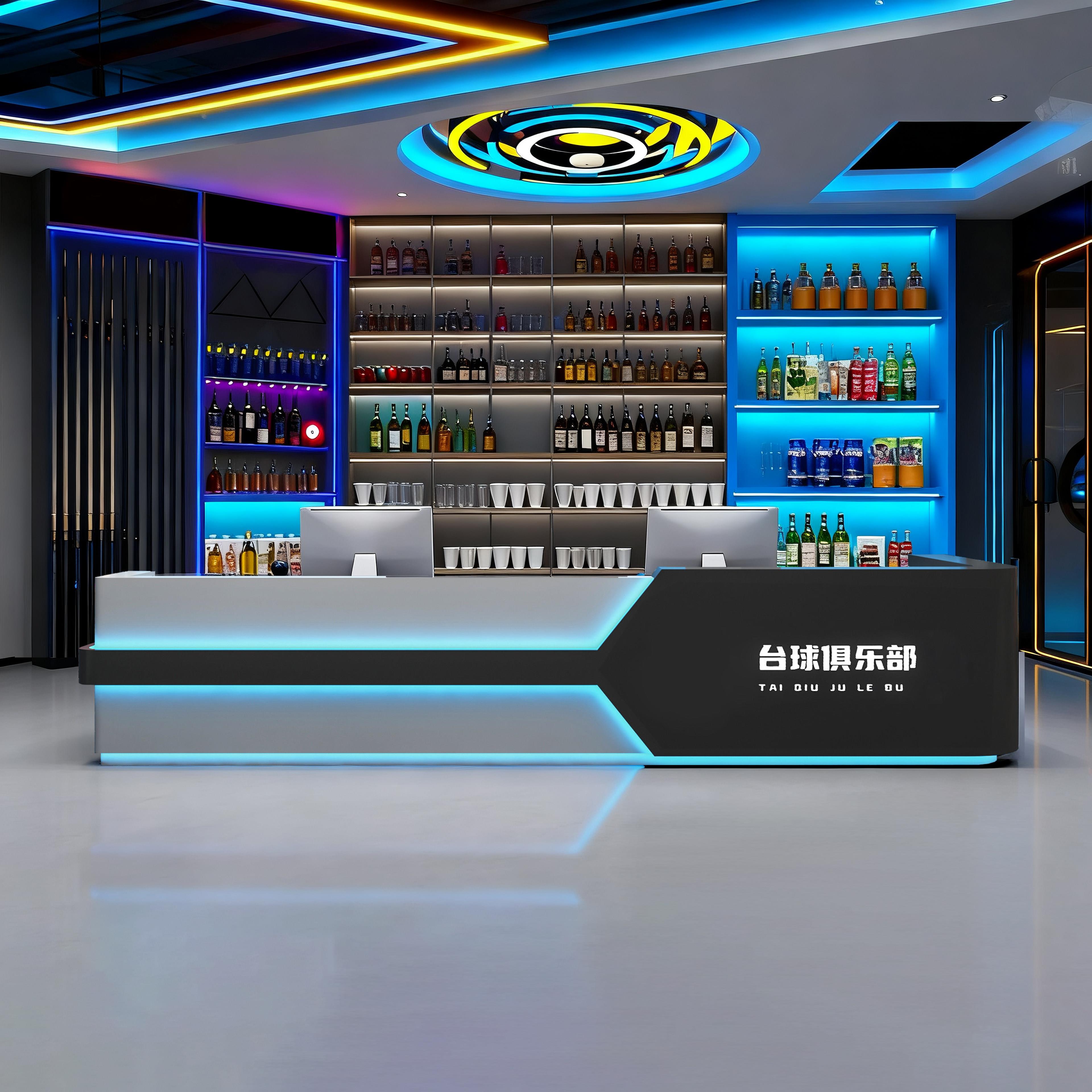 台球厅吧台工业风电竞酒店前台网咖俱乐部接待台棋牌室桌球收银柜