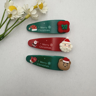 圣诞发夹可爱前额刘海夹侧边边夹女童碎发发卡小女孩夹子头饰卡子