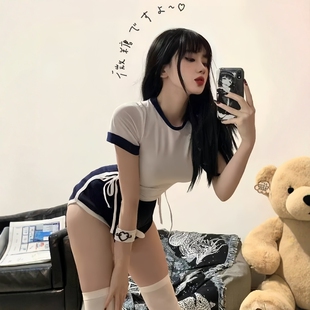 纯欲风性感制服校园诱惑可外穿体操套装日系学院火辣连体衣