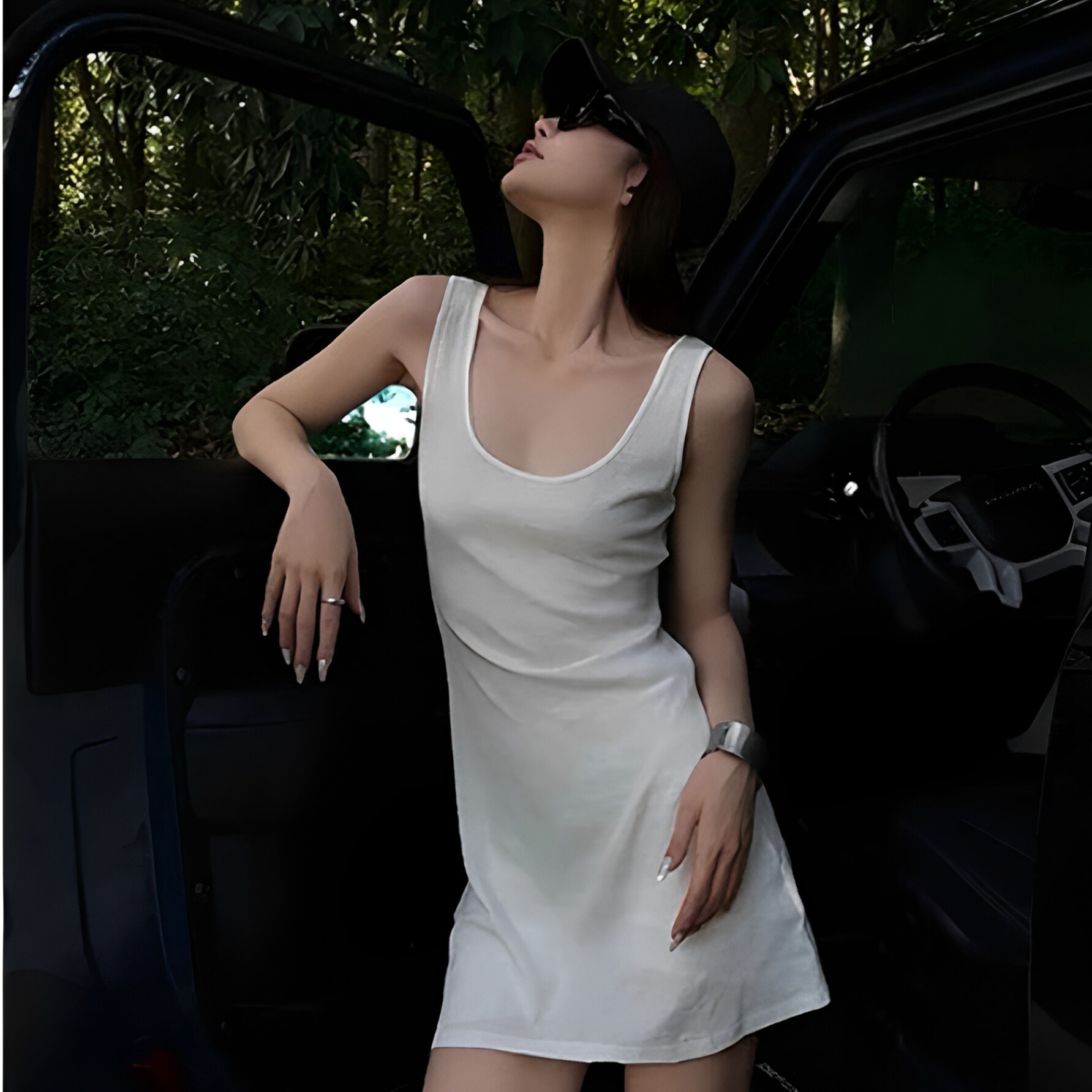 NSCM夏季U领吊带显瘦连衣裙女图片