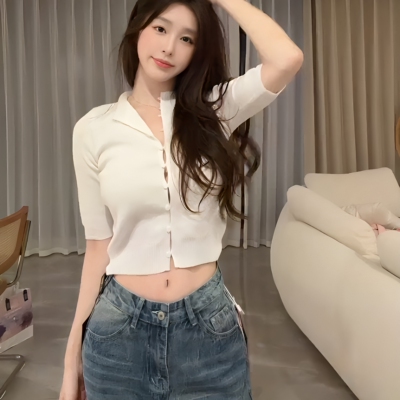 夏季韩系针织上衣直筒裤套装女