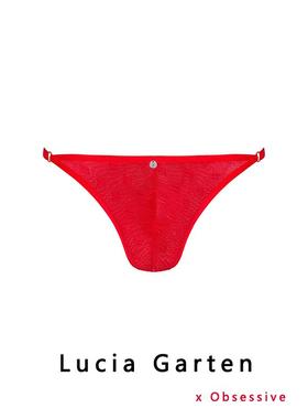 obsessive波兰进口内裤红色透明网纱男士丁字T裤欧美性感可调节