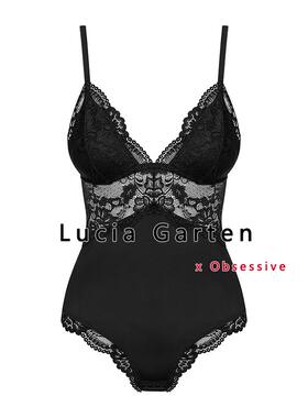 obsessive波兰进口性感蕾丝提花连体塑身衣连体衣女士透气蕾丝拼