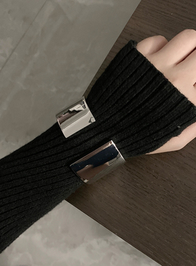 网红个性开口金属宽版手镯金属欧美时尚百搭开口手环小众设计镯子