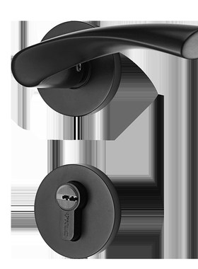 KLC室内卧室房门锁卫生间厕所静音黑色家用木门铝合金通用型锁具