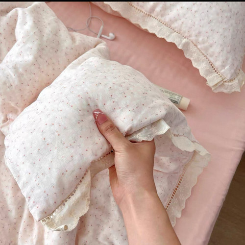 A类母婴级全棉双层纱花边四件套 法式蕾丝少女ins床上四件套被套