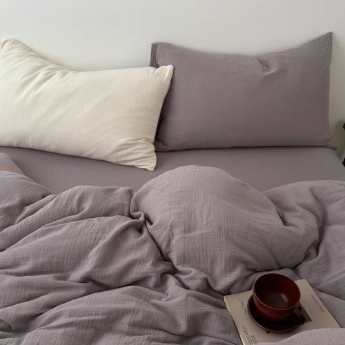 简约A类母婴级双层皱皱纱四件套