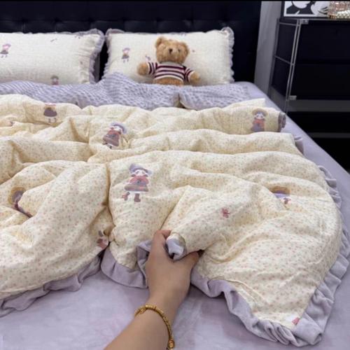 秋冬新品棉加绒A面纯棉全棉双层纱B面高克重宝宝绒四件套床上用品