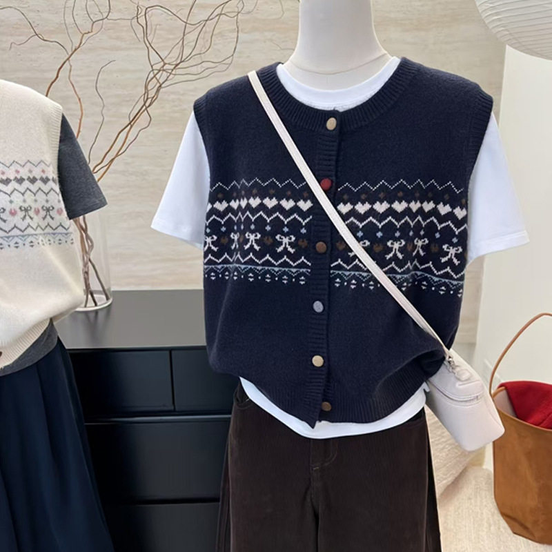 dkmelissa复古针织毛衣马甲女春季宽松叠穿背心券后39.9元