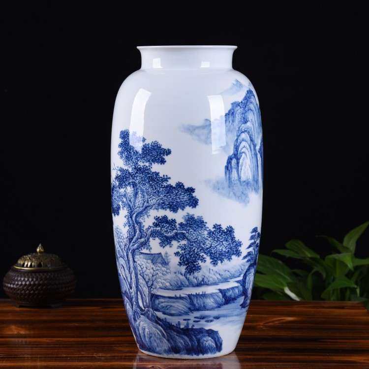 陶瓷花瓶手绘青花山水落地摆件客厅插花电视柜书房摆设收藏证,3C数码配件,其它配件,淘宝优惠券,粉丝福利购,淘宝优惠卷