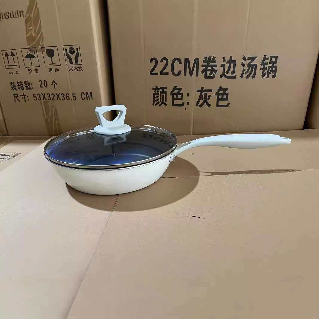 厂家直销摩登厨房无涂层炒锅钛合金不粘锅陶瓷通用炒菜锅主妇钛锅