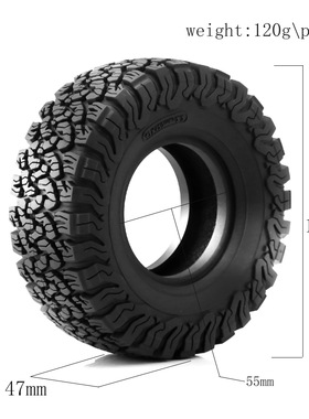 2.2寸百路驰ko2仿真1:10攀爬越野轮胎120*47mm坦克300 f150 SCX10