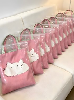 刺绣小猫帆布托特包大容量通勤