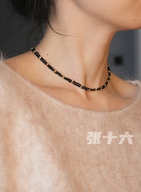 张十六暗夜双链铜合金锁骨链