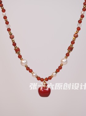 张十六苹果铜合金手工复古锁骨链