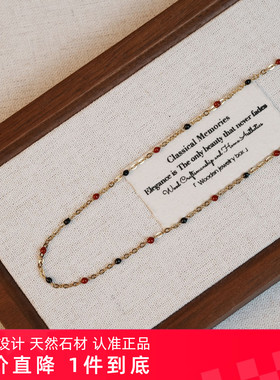 张十六[红黑项链]原创设计手工串珠复古夜石榴百搭颈链锁骨链女