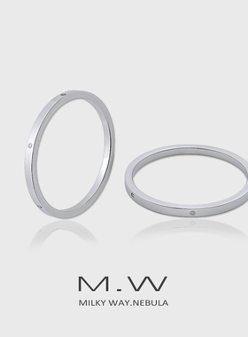 MW18K白金戒指素圈男女对戒轻奢