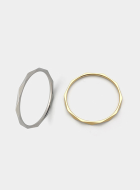 M.W18K菱形素圈戒指情侣轻奢对戒