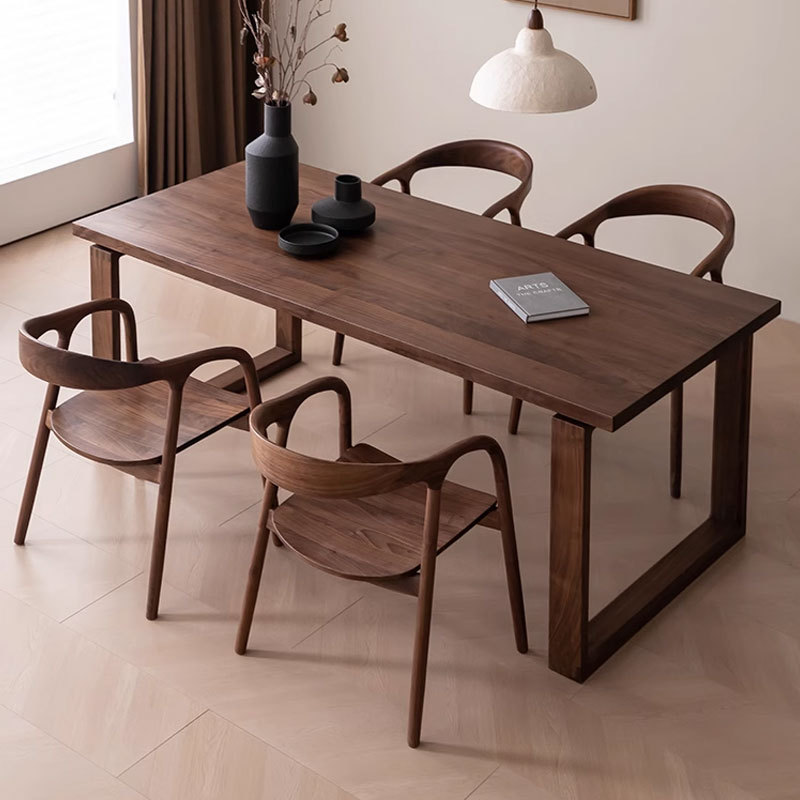 北欧日式黑胡桃木悬浮餐桌加厚家用小户型长桌樱桃木工作台大板桌