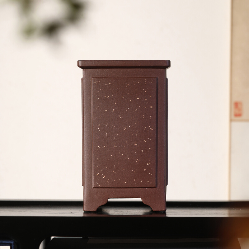 紫砂兰花盆名家尹恒兵兰花盆春兰盆正方形铺砂四方形古典盆景盆