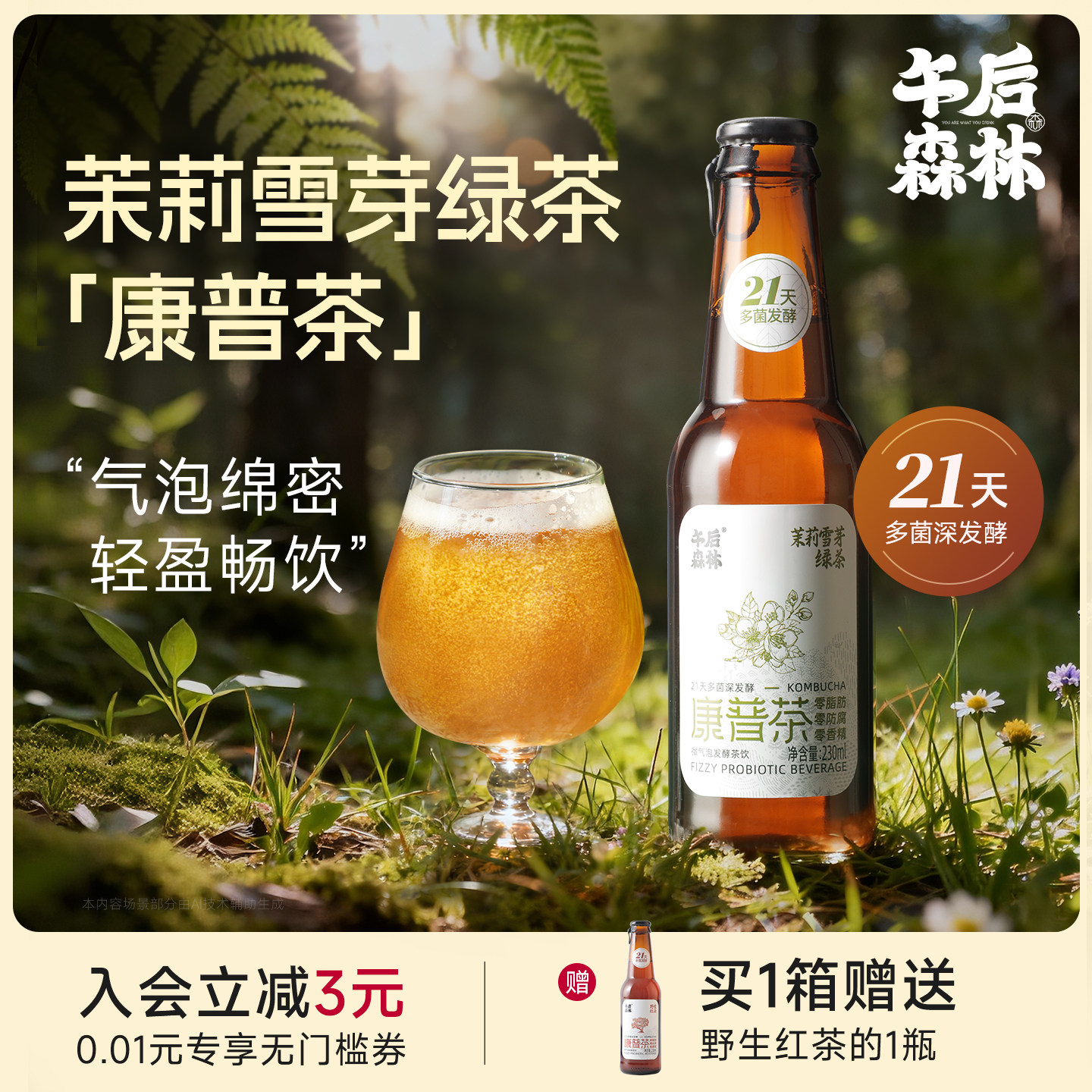 午后森林康普茶发酵气泡茶