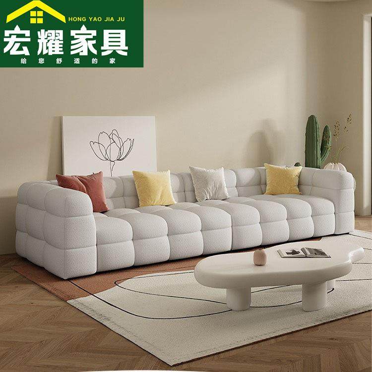 现代简约羊羔绒布艺沙发小户型现代简约客厅泡芙棉花糖网红沙发,住宅家具,布艺沙发,淘宝优惠券,粉丝福利购,淘宝优惠卷