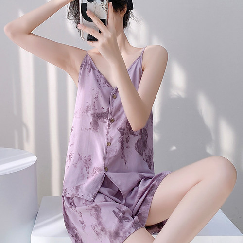 少女棉绸薄款睡衣套装家居服