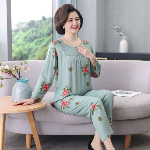 竹节棉绸中老年睡衣家居服